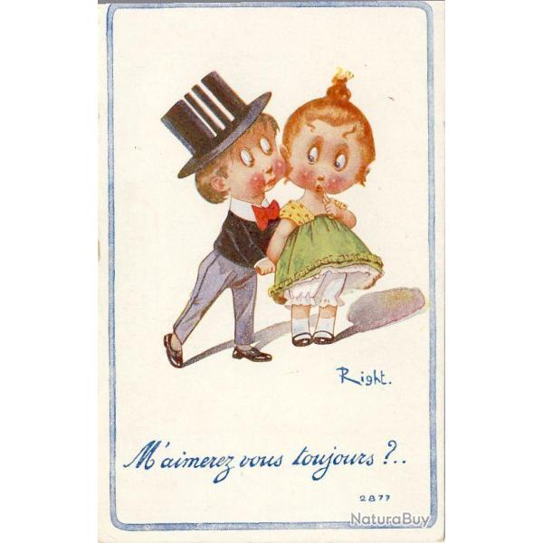 CPA illustr�e RIGHT Anglais British Enfant Humour Amour