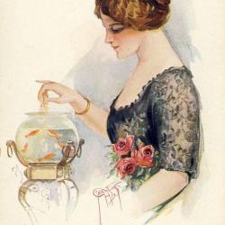 CPA illustr&eacute;e BARBER Court Femme Mode S&eacute;duction