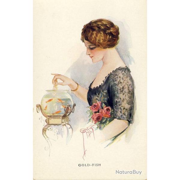 CPA illustr�e BARBER Court Femme Mode S�duction