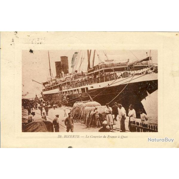CPA Tunisie BIZERTE Le courrier de France Bateau 1920