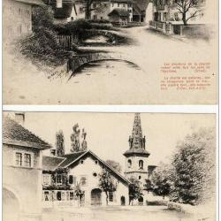 2 CPA illustr&eacute;e Ch. KERN Motiers et Glovellier  Suisse