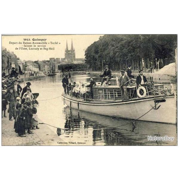 CPA 29 FINISTERE QUIMPER Bateau automobile Terfel
