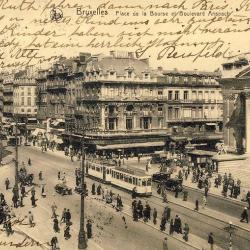 CPA Belgique Bruxelles Place de la Bourse Tramway