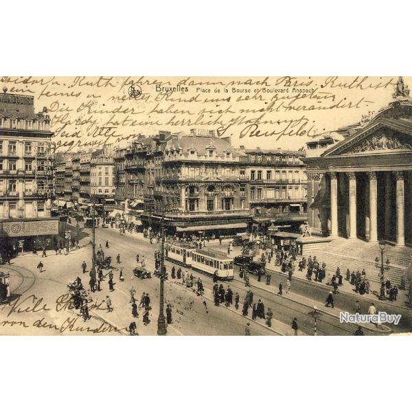 CPA Belgique Bruxelles Place de la Bourse Tramway