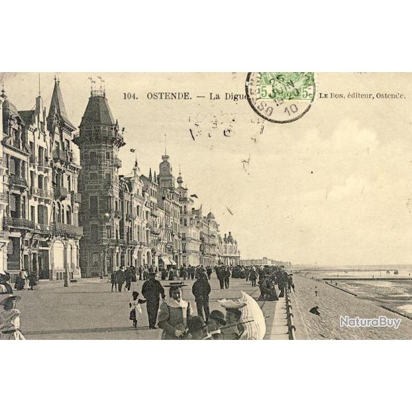 CPA Belgique Ostende La digue anim�e