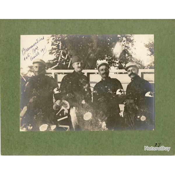 Photographie Ancienne Guerre Brancardiers 106e Bie