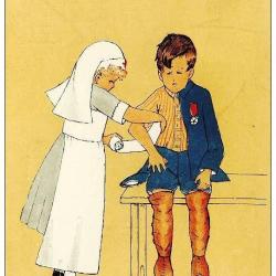 CPA illustr&eacute;e ZANE Guerre Infirmi&egrave;re Croix rouge Soldat