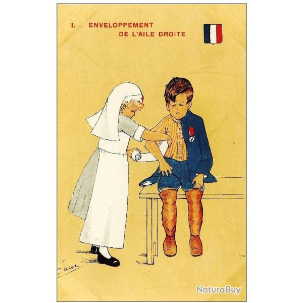 CPA illustr�e ZANE Guerre Infirmi�re Croix rouge Soldat