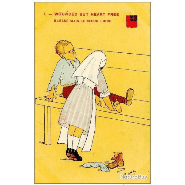 CPA illustr�e ZANE Guerre Infirmi�re Croix rouge Soldat
