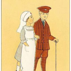 CPA illustr&eacute;e ZANE Guerre Infirmi&egrave;re Croix rouge Soldat