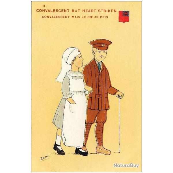 CPA illustr�e ZANE Guerre Infirmi�re Croix rouge Soldat