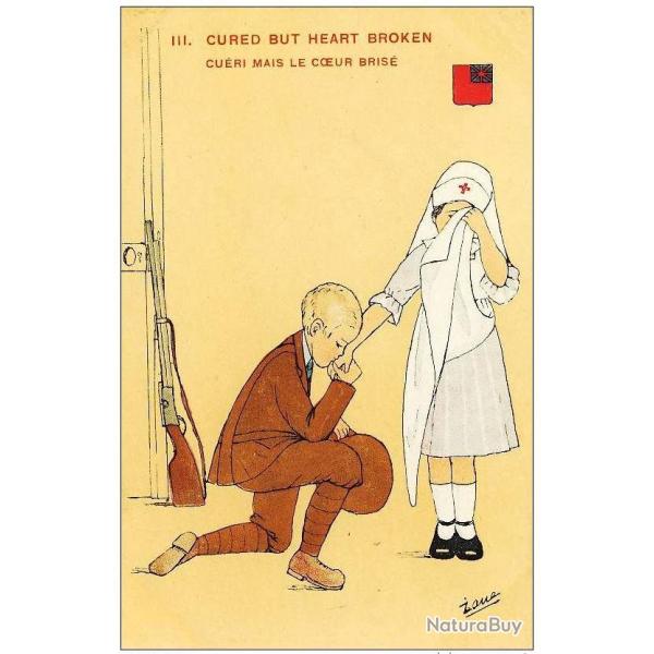 CPA illustr�e ZANE Guerre Infirmi�re Croix rouge Soldat