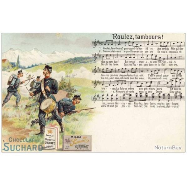 CPA Carte publicitaire Chocolat Suchard chanson
