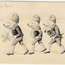 CPA Illustr&eacute;e Cochon Bonne Ann&eacute;e Chance Ramoneur