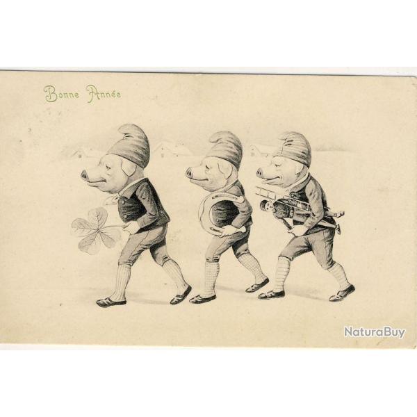 CPA Illustr�e Cochon Bonne Ann�e Chance Ramoneur