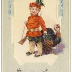 CPA Bonne Ann&eacute;e illustr&eacute;e en relief enfant dindon 1911