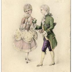 CPA illustr&eacute;e Bonne Ann&eacute;e Couple Costume 1916 Wien