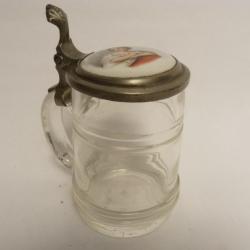 Chope a bi&egrave;re porcelaine peinte