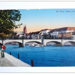 Carte Postale Suisse Basel B&acirc;le Mittlere Rheinbr&uuml;cke