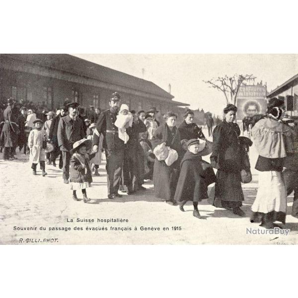 CPA Suisse Gen�ve Passage des �vacu�s Guerre 1914