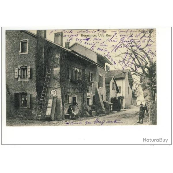 CPA Suisse Gen�ve Hermance Une Rue Anim�e 1911