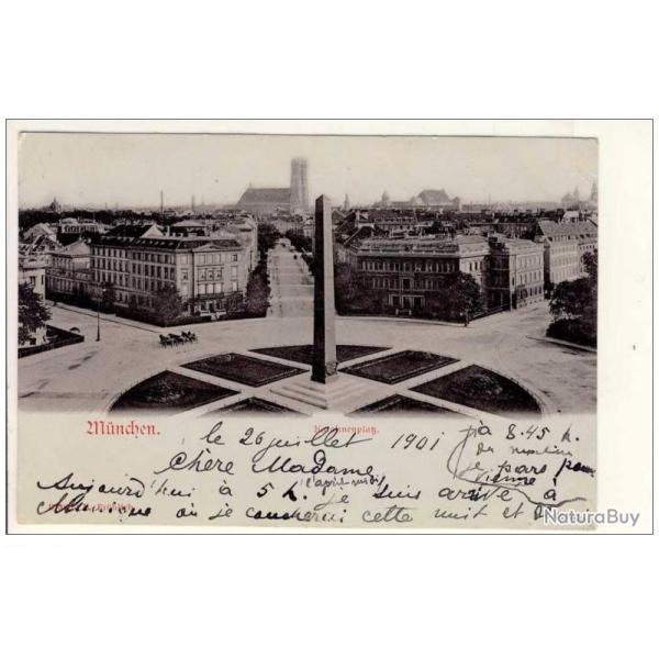 CP photo Allemagne Munich Munchen Karolinenplatz 1901
