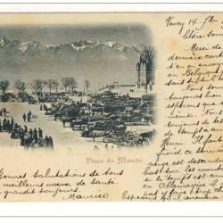 CPA Suisse Vaud Vevey - Place du March&eacute; 1903