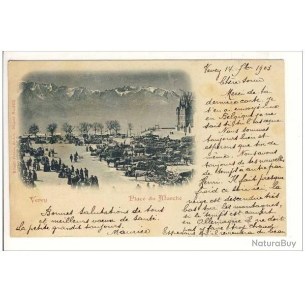 CPA Suisse Vaud Vevey - Place du March� 1903
