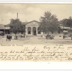 CPA Suisse Vaud Souvenir de Vevey - La Gare