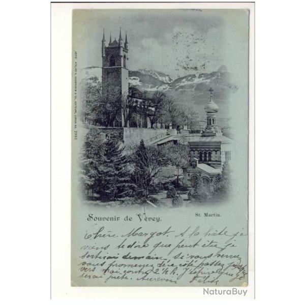 CPA Suisse Vaud Souvenir de Vevey - St Martin