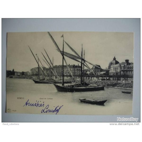 CPA Suisse Gen�ve Quai du L�man Bateau Voilier