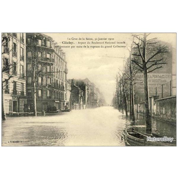 CPA 75 PARIS - CLICHY - Inondations 1910
