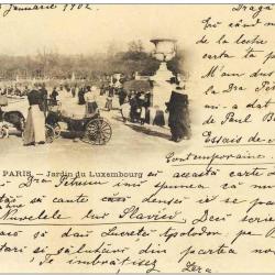 CPA 75 PARIS Jardin Luxembourg 1902 Voiture Ch&egrave;vres