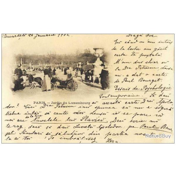 CPA 75 PARIS Jardin Luxembourg 1902 Voiture Ch�vres