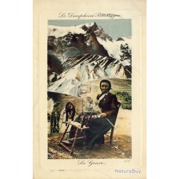 CPA 38 ISERE La Grave Dauphin� Fileuse de laine