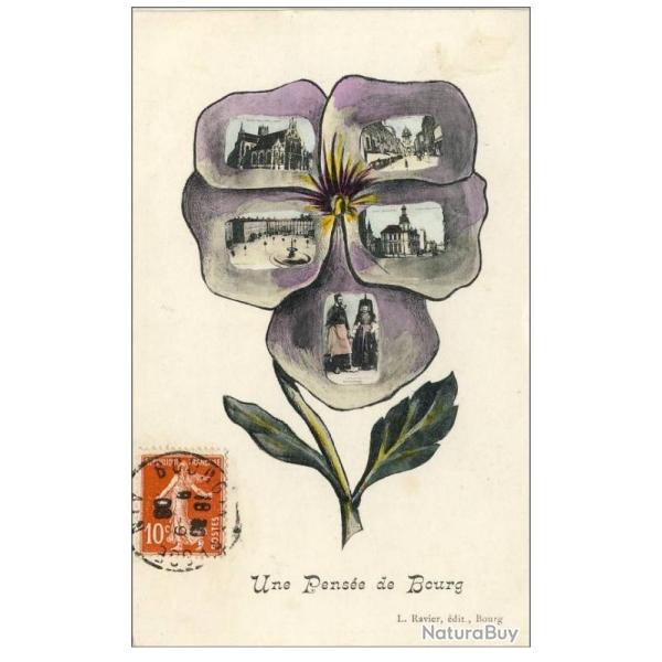 CPA 01 AIN Une Pens�e de Bourg Fleur Violette 1908