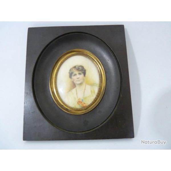 Peinture portrait miniature EOSER 1930 tableaux antiquits