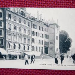 CPA Suisse Gen&egrave;ve Rue et Tour de la Corraterie