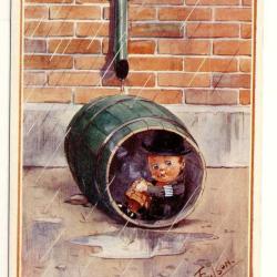 CPA illustr&eacute;e GILSON L&acute;embusqu&eacute; &agrave; l&acute;abri caricature Anglais