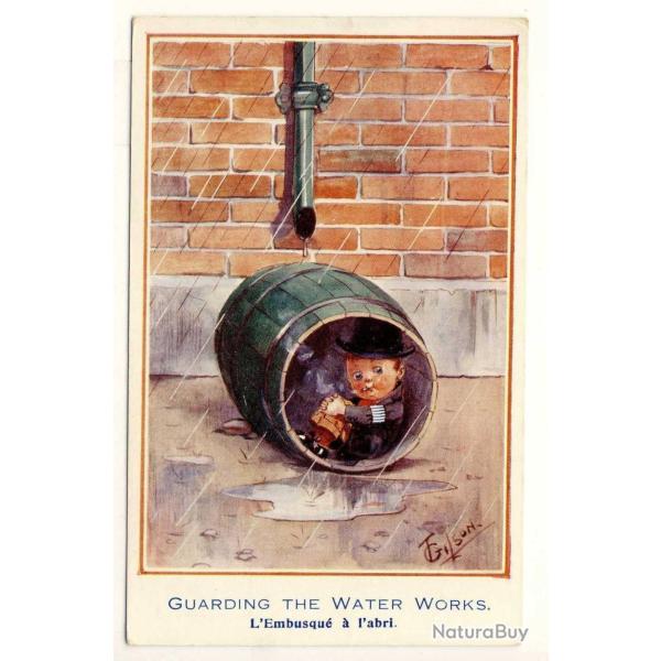 CPA illustr�e GILSON L�embusqu� � l�abri caricature Anglais