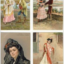 4 CPA Espagne Folklore Costume