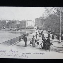 CPA Suisse Gen&egrave;ve Le Jardin Anglais Anim&eacute; 1907