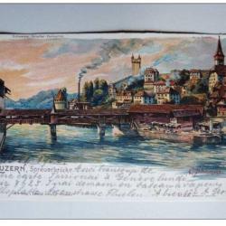 CPA SUISSE Lucerne Luzern Spreuerbr&uuml;cke Pont 1900