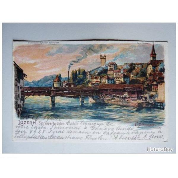CPA SUISSE Lucerne Luzern Spreuerbr�cke Pont 1900