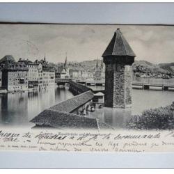 CPA SUISSE Lucerne Luzern Kapellbr&uuml;cke 1905