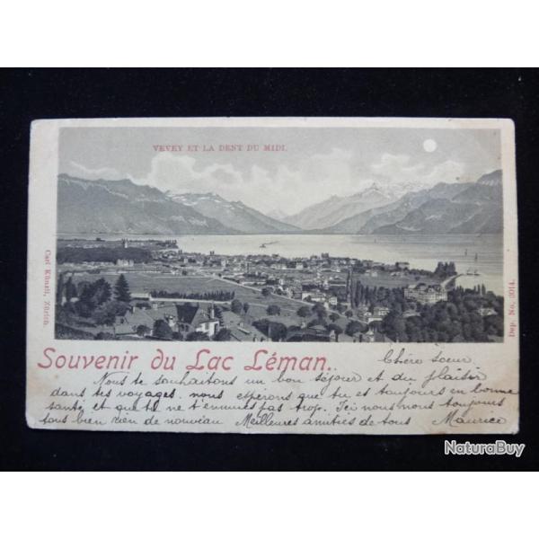 CPA Suisse Vaud Vevey Souvenir du Lac L�man 1903