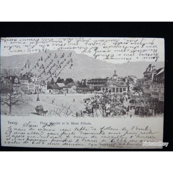 CPA Suisse Vaud Vevey Place March� 1906