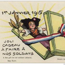 CPA illustr&eacute;e METIVET Lucien Voeux soldats 1915 Alsace