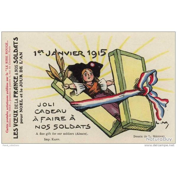 CPA illustr�e METIVET Lucien Voeux soldats 1915 Alsace