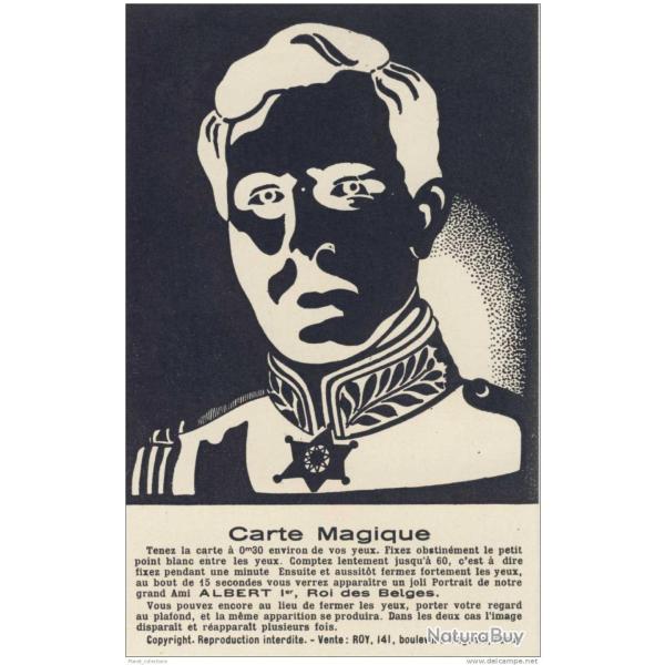 CPA Carte Magique Albert 1er roi des Belges